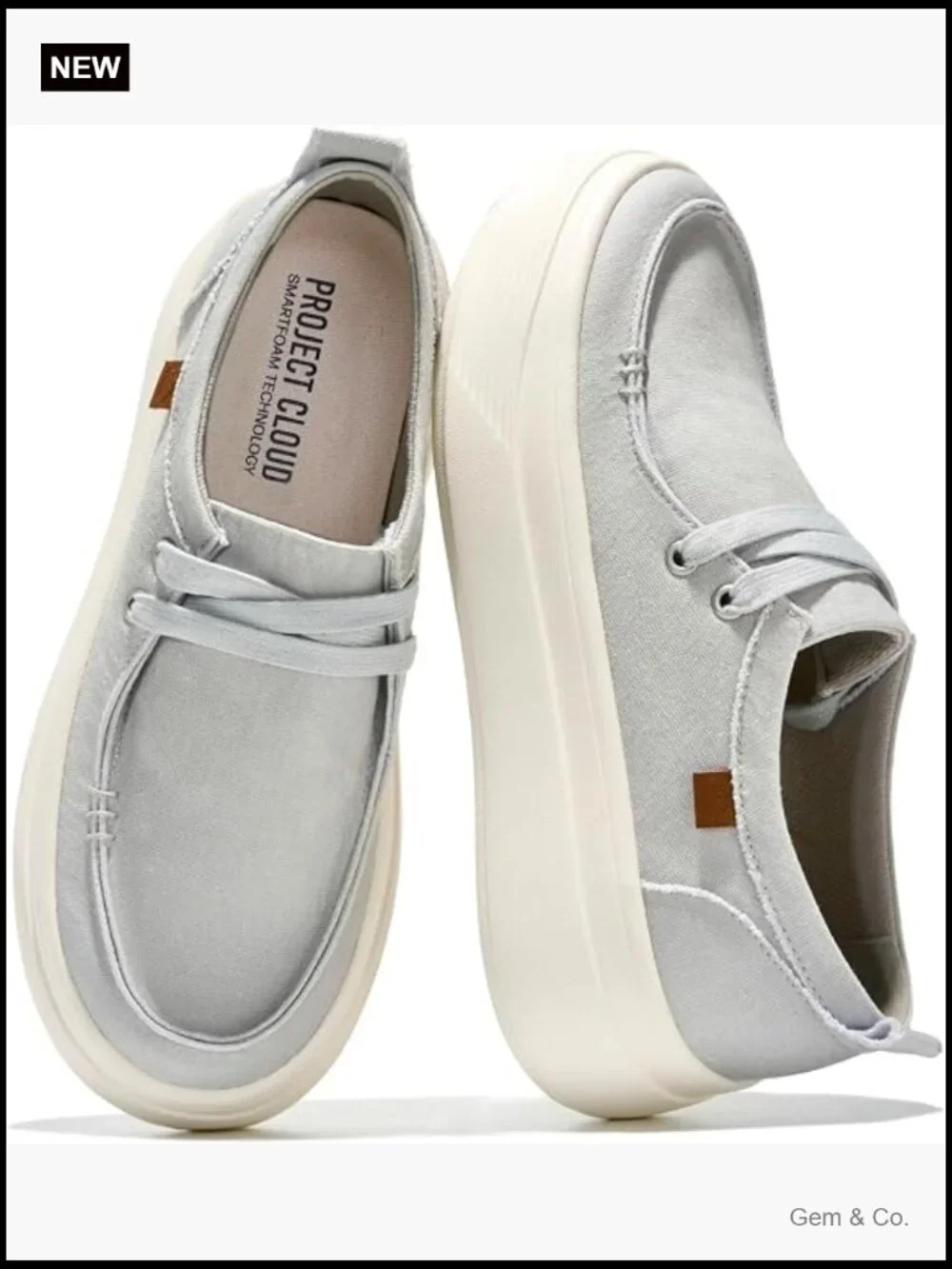 Canvas Platform Loafers - Slip On Sneakers for Women - Memory Foam - Casual